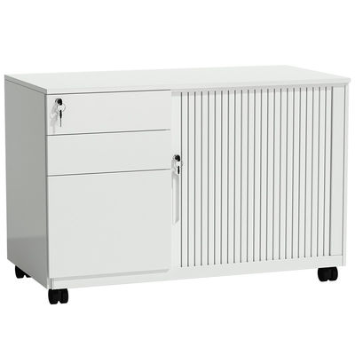 أربع عجلات Tambour Rolling Door Pedestal Steel Cabinet