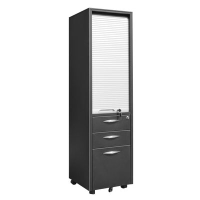 أربع عجلات Tambour Rolling Door Pedestal Steel Cabinet