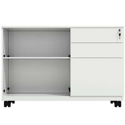 أربع عجلات Tambour Rolling Door Pedestal Steel Cabinet